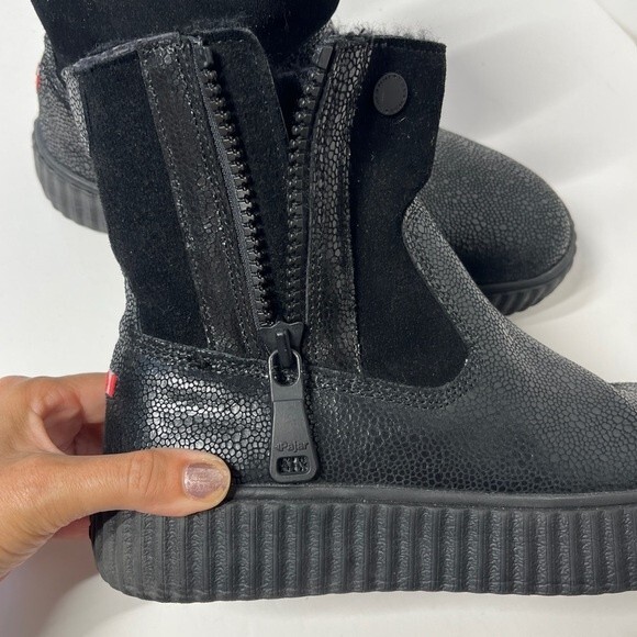 PAJAR Caline Platform Waterproof Leather Booties in Black 39 - Picture 10 of 16